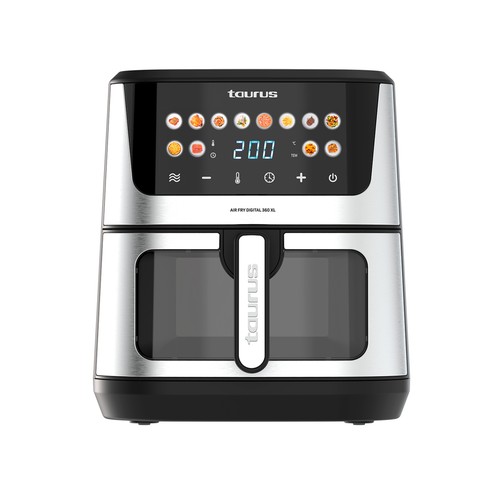 Freidora de aire TAURUS AF1703XD 8L, 2100W, 12 programas, rejilla con recubrimiento antiadherente 