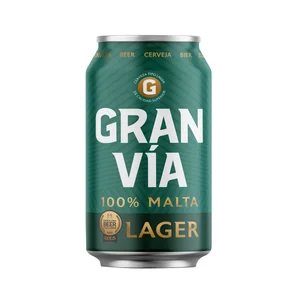 GRAN VÍA Cerveza lager 100% malta lata 33 cl.