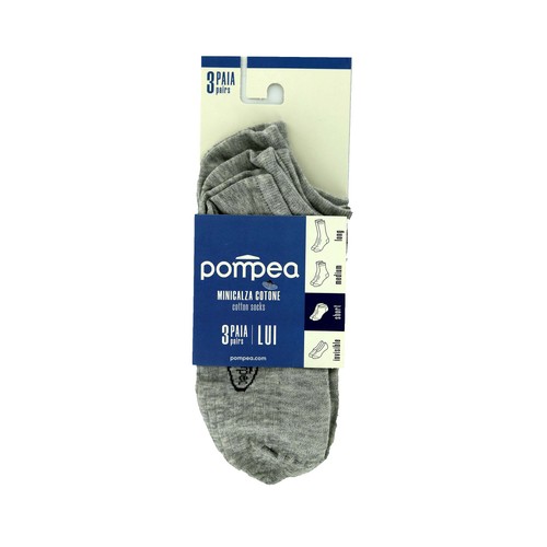 Pack de 3 pares de calcetines tobilleros para hombre POMPEA, color gris, talla 43/46.