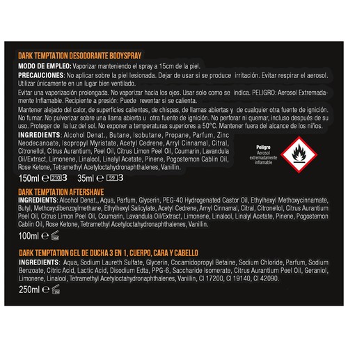 AXE Dark temptation Neceser con productos para la higiene masculina.