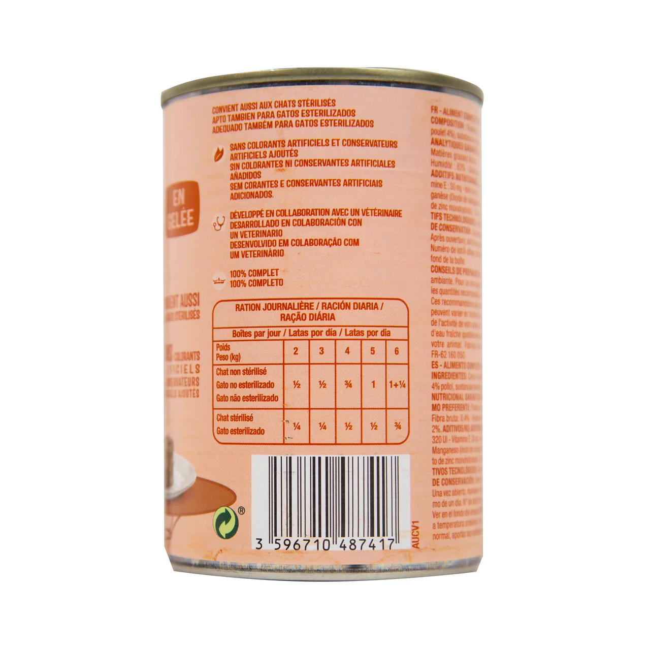PRODUCTO ALCAMPO Comida húmeda para gatos a base de pollo 400 g.