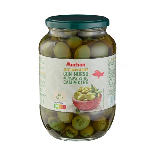 PRODUCTO ALCAMPO Aceitunas verdes con hueso estilo Camporreal frasco de 500 g.