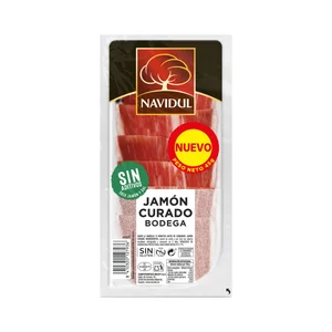NAVIDUL Jamón curado bodega, elaborado sin gluten ni lactosa y cortado en lonchas 45 g.