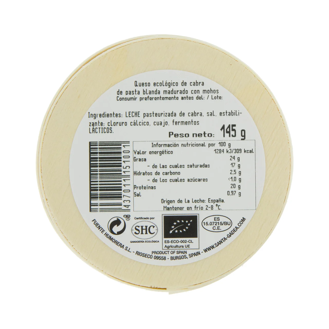 SANTA GADEA Queso ecológico de cabra SANTA GADEA 145 g.
