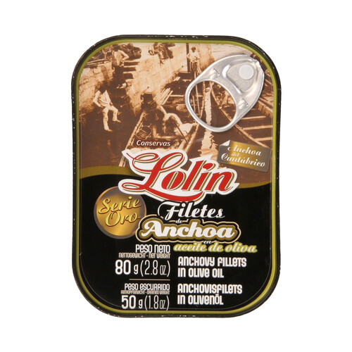 LOLIN Filetes de anchoa en aceite de oliva LOLIN 50 g.