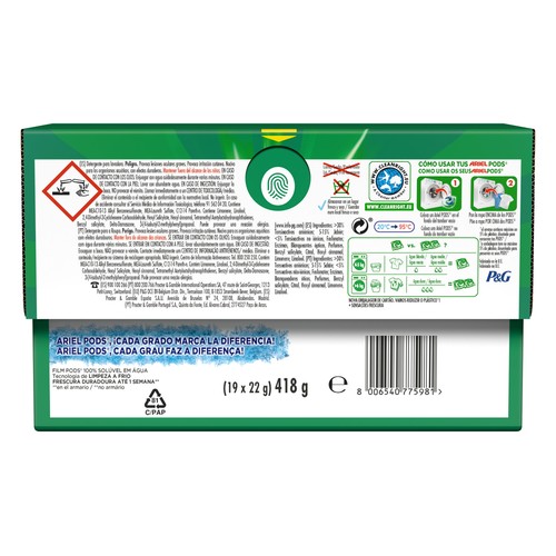 ARIEL 3en1 Detergente en cápsulas Sensaciones 19 DS