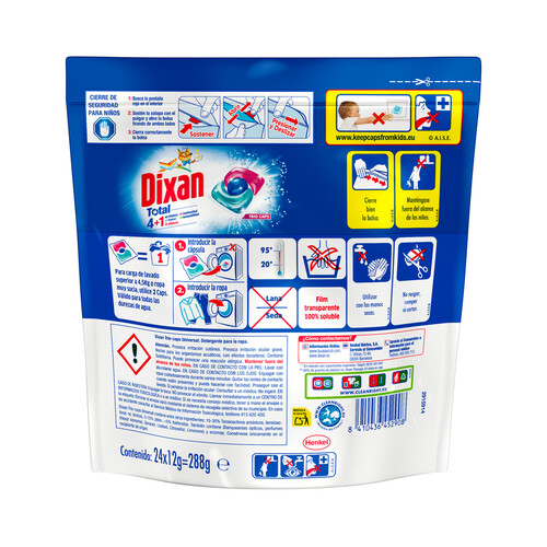 DIXAN Detergente para ropa en cápsulas Trío Caps (limpieza, luminosidad, frescor) DIXAN 23 uds.