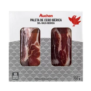 AUCHAN Maletín con 10 sobres de 70 g. de paleta de cebo ibérico (50% raza ibérica. Producto Alcampo