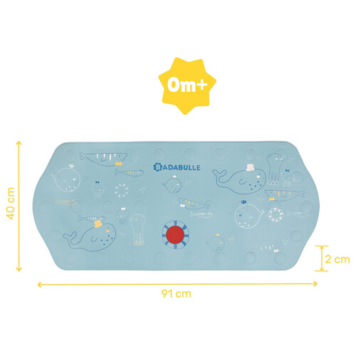 Alfombra baño antideslizante XL para bebé con indicador de temperatura, BADABULLE.