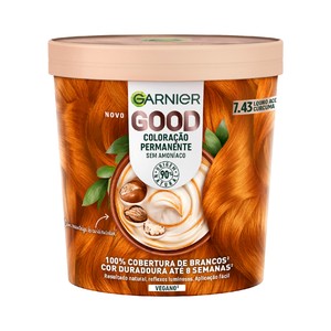 GARNIER Good Coloracion permanente sin amoniaco, tono 7.43 Cobrizo curcuma.