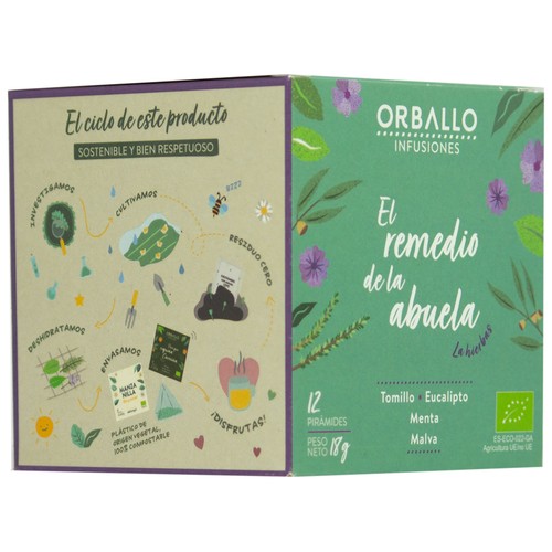 ORBALLO El remedio de la abuela Infusión ecológica a base de tomillo, eucalipto, menta y malva 12 uds.
