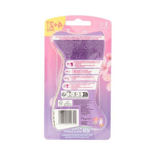 WILKINSON Xtrem 3 my intuition Cuchilla desechable con cabezal flexible de triple hoja y doble banda lubricante 4 uds.