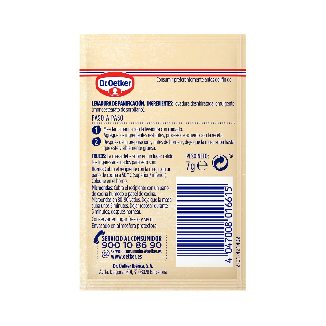 DR. OETKER Levadura de panadería DR OETKER 35 g.