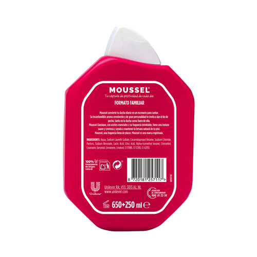 MOUSSEL Gel de baño o ducha con pH neutro MOUSSEL Classique 900 ml.