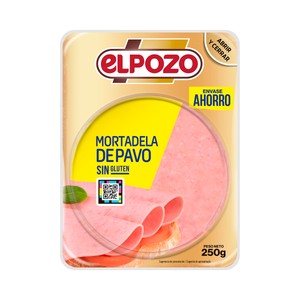 Imagen de EL POZO Mortadela de pavo, sin gluten, cortada en lonchas 250 g.