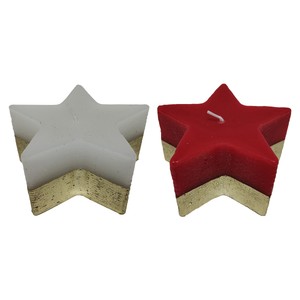 Vela 5cm Star Blanco/Rojo con pintura dorada temática Canadian Forest modelos surtidos, ACTUEL