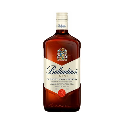 Whisky blended mezclado y embotellado en Escocia BALLANTINES botella 1l.