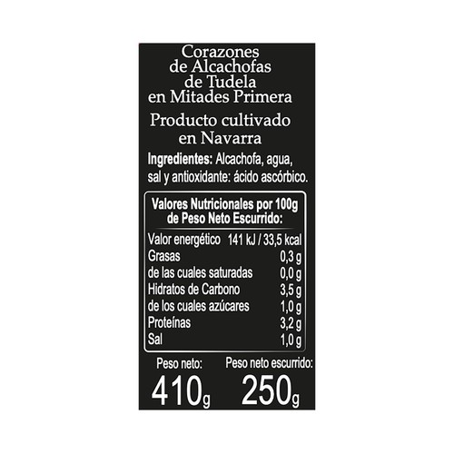 FINCA RIPA & MATEO Corazón alcachofa Tudela mitades 250 g.