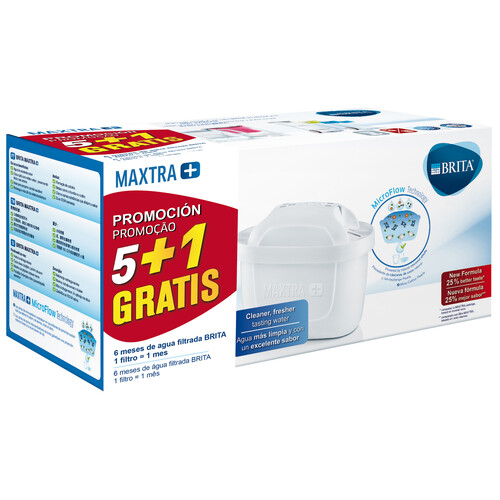 Pack de 6 filtros Maxtra+ Universal para jarras purificantes, 5+1 BRITA.