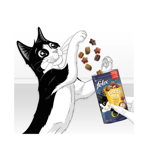 FELIX Snacks para gatos a base de pollo, hígado y pavo FELIX PARTY MIX 60 g.