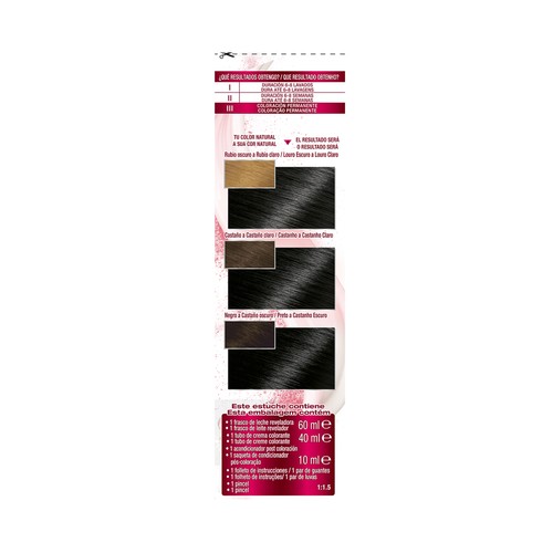 GARNIER Color sensation Coloración permanente e intensa reutilizable con bol y pincel, tono 1.0 Ultra negro.