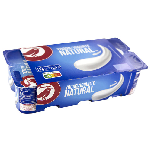 AUCHAN Yogur sabor natural 8 x 125 g. Producto Alcampo