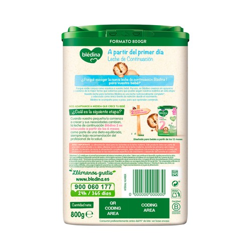 BLÉDINA de Danone Leche (1) de inicio para recién nacido, a partir del primer día.