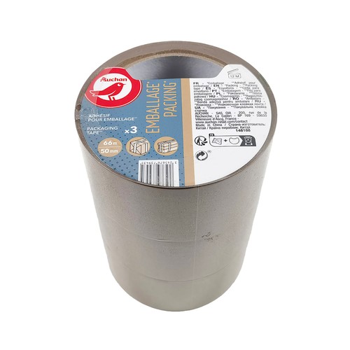Pack de 3 cintas de embalado marrón, PRODUCTO ALCAMPO.