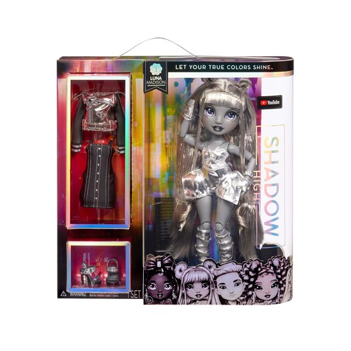 Muñeca blanco y negro Luna Madison con accesorios, RAINBOW HIGH Shadow.