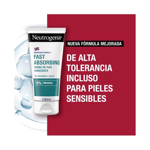 NEUTRÓGENA Crema fórmula noruega de pies, hidratante de textura ligera y rápida absorción, para pies normales a secos 100 ml.