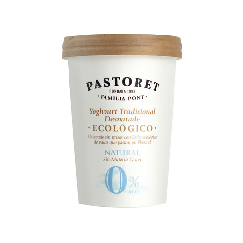 PASTORET Yogur natural desnatado ecológico 0% M.G. PASTORET 500 g.