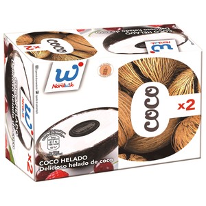 Coco relleno de delicioso helado con sabor a coco 2 x 150 ml.