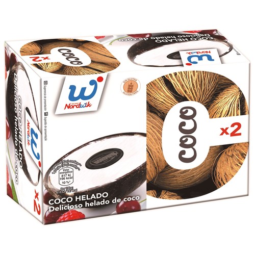 NORDWIK Coco relleno de delicioso helado con sabor a coco 2 x 150 ml.