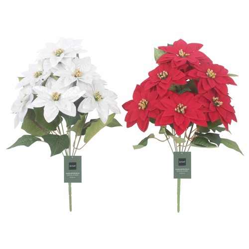 Pick Floral Poinsettias artificial 40cm modelos surtidos ideal para decoración de Navidad, ACTUEL