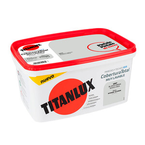 Imagen de Pintura de cobertura total de color blanco arena, cubeta de 4 litros, TITANLUX.