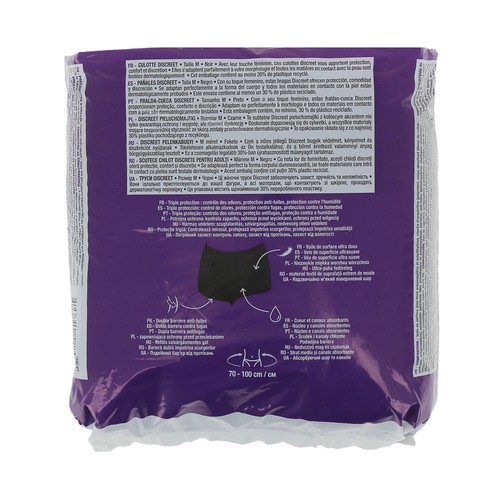 PRODUCTO ALCAMPO Calzoncillos de incontencia nocturna negros, ultra absorbentes talla M (70 - 100 cm) 10 uds.