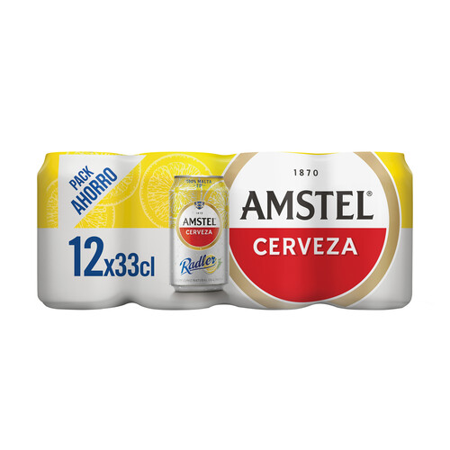 AMSTEL RADLER Cerveza con zumo natural de limón pack 12 uds. x 33 cl.