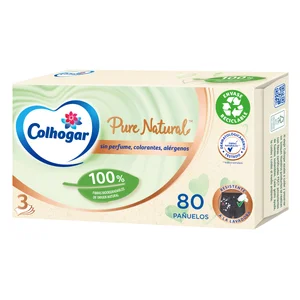 COLHOGAR Tissue faciales Pure Natural con fibras naturales COLHOGAR 80 uds