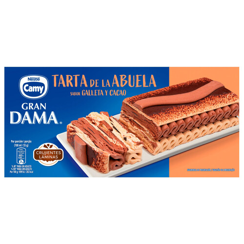 CAMY Tarta de helado de chocolate y galleta, recubierta de cacao CAMY Gran dama de Nestlé 750 ml.