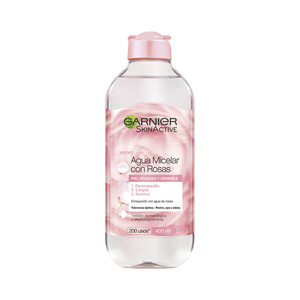 GARNIER Agua micelar con rosas, para piel apagada y sensible GARNIER Skin active 400 ml.