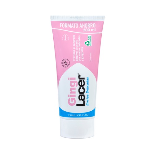 Pasta de dientes con flúor y eficacia hasta 48 horas, espeical encías delicadas GINGI LACER 200 ml.