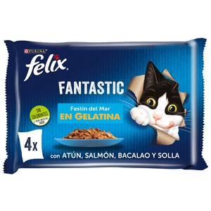 FELIX Comida para gatos a base de pescado en gelatina FELIX 4 uds. x 85 g.