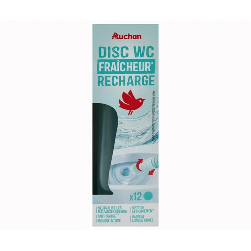 AUCHAN Ambientador WC aparato + discos, efecto frescura - 12 uds.