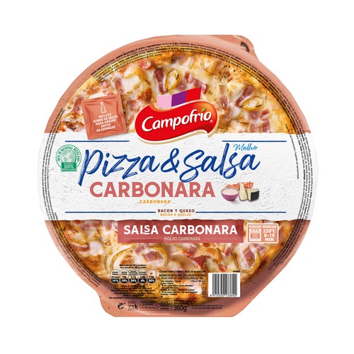 CAMPOFRÍO Pizza de bacon y cebolla con salsa carbonara CAMPOFRÍO 360 g.