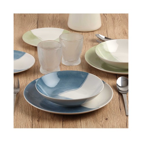 Vajilla 18 piezas porcelana, modelo Picnic verde. VERSA HOME