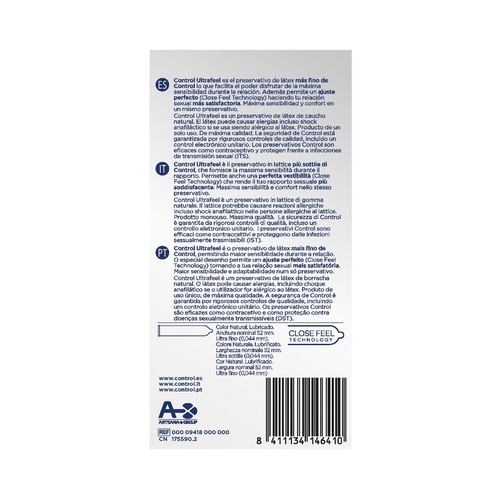 CONTROL Ultrafeel Preservativos lubricados ultra finos con un ajuste perfecto 10 uds.