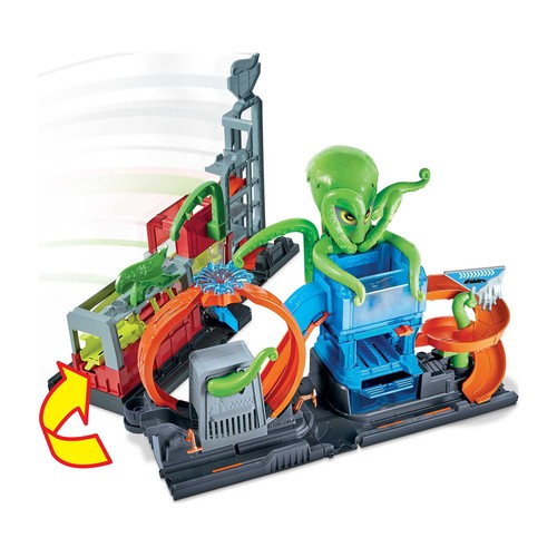 Circuito de coches Lavadero con 1 vehículo Color Reveal incluido, HOT WHEELS