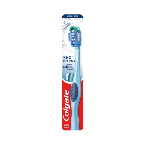 COLGATE 360º Deep clean Cepillo de dientes medio, para limpieza interdental y de encías.