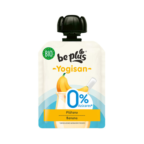 BE PLUS Bolsita de plátano ecológico con yogur y sin azúcares añadidos BE PLUS Bio yogisan 90 g.