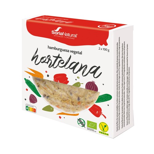 SORIA NATURAL Bio Burger vegetal hortelana (mix de verduras y hortalizas) ecológica 2 x 100 g.